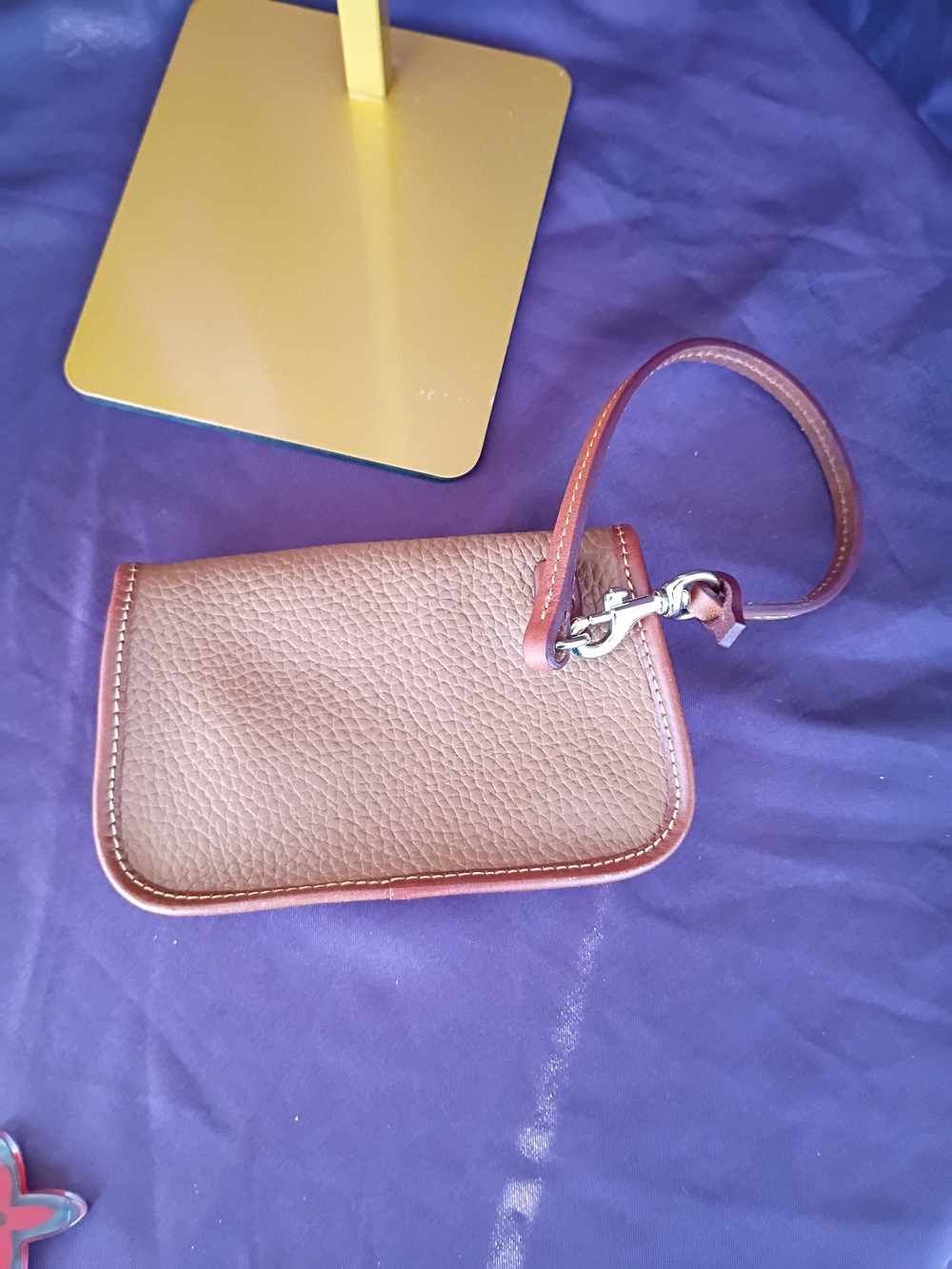 Dooney & Bourke Pebbled Leather Camel Wristlet - Picture 4 of 10